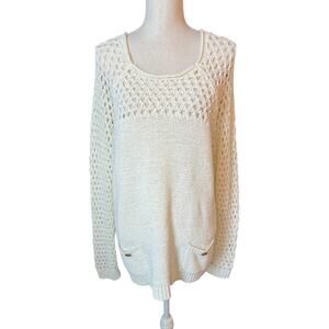 Island republic white crochet sweater neutral casual minimalist boho cottage